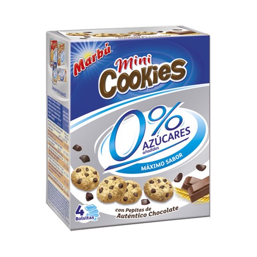 MARBÚ Galletas mini con pepitas de chocolate 120 g.