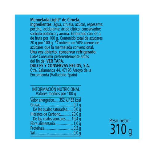 TORNEO Mermelada de ciruela light 310 g.