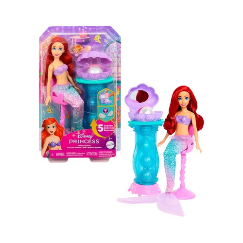 Muñeca de Sirena Ariel, incluye mesa, silla y espejo, DISNEY.