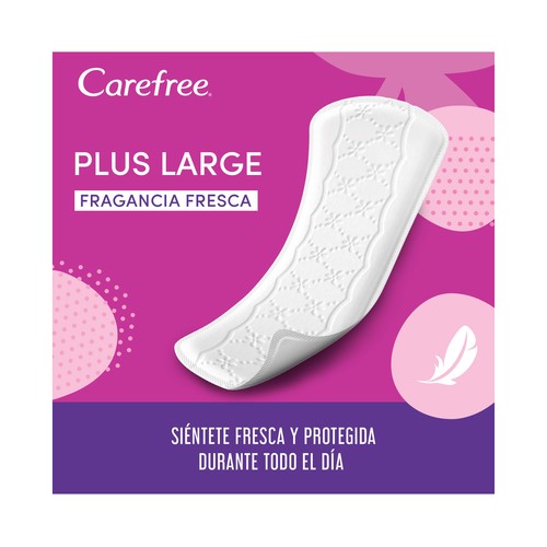 CAREFREE Plus large Salvaslips (protegeslips) extra largos y super absorbentes con fragancia ligera 48 uds.