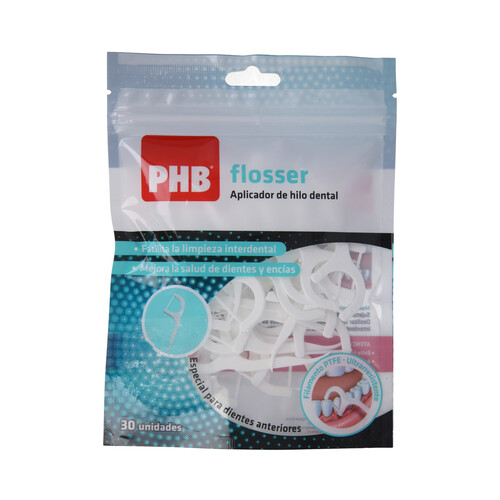 Aplicador de hilo dental, especial para dientes anteriores PHB Flosser 30 uds.
