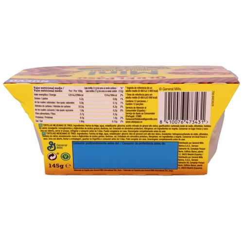 OLD EL PASO MIni barquitas mexicanas de trigo 145 g.