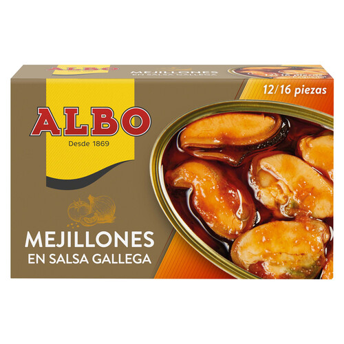 ALBO Mejillones salsa gallega lata de 70 g.