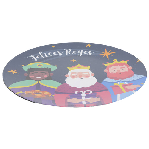 Bajoplato de plástico 33 cm decorado con los Reyes Magos, TABERSEO.