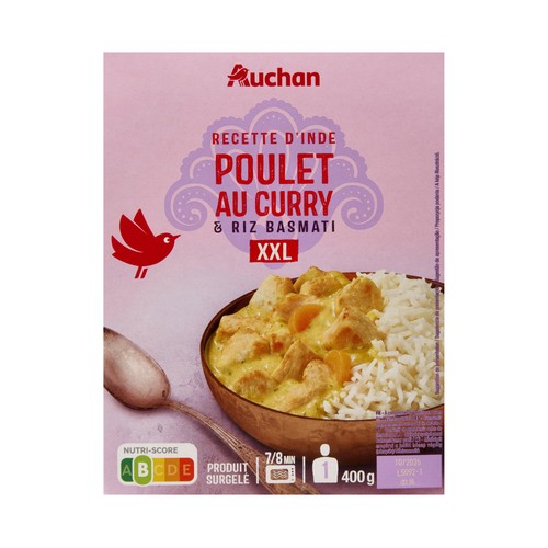 AUCHAN Pollo al curry con arroz Basmati 400 g Producto Alcampo.