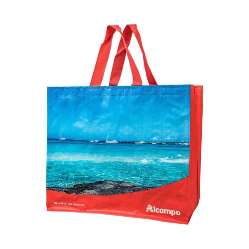 Bolsa de rafia reutilizable diseño doble Mallorca, ALCAMPO.