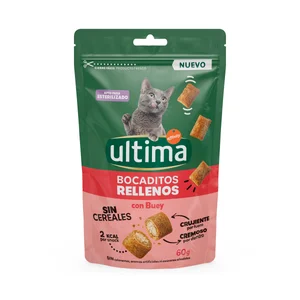 ULTIMA Snack gato bocaditos de buey 60gr X 8