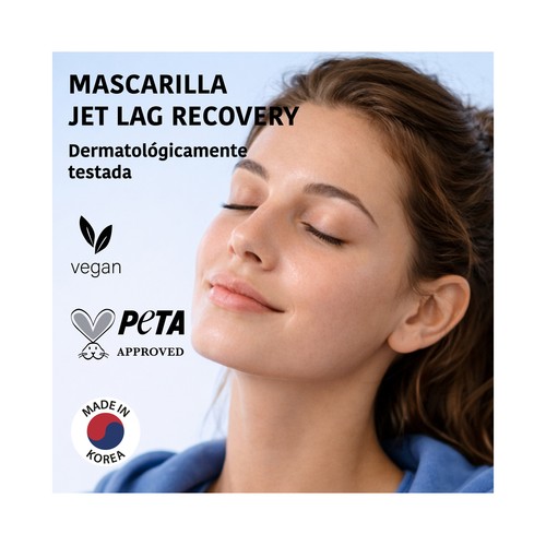 IROHA NATURE Jet lag recovery Mascarilla facial antifatiga con ácido Hialurónico y CICA.