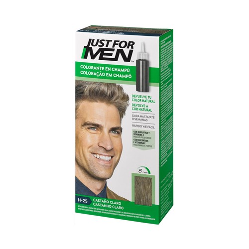 JUST FOR MEN Loción colorante para hombre tono H-25 castaño claro JUST FOR MEN 30 ml.