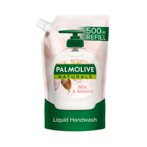 PALMOLIVE Recambio de jabón de manos líquido sin jabón, enriquecido con leche y almendras PALMOLIVE Naturals 500 ml.
