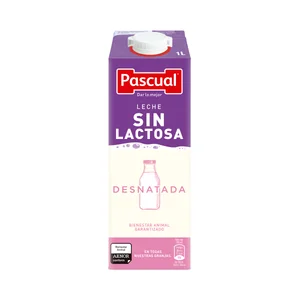 PASCUAL Leche de vaca desnatada y sin lactosa 1 l.