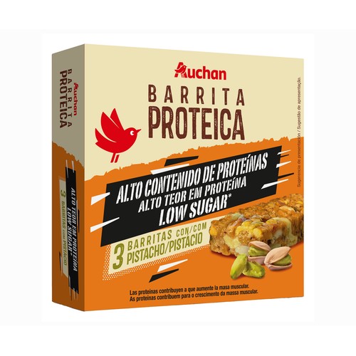 PRODUCTO ALCAMPO Barrita proteica de pistacho 3 uds.105 gr.