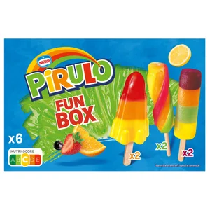 PIRULO de Nestle Fun box Polos de frutas (fuzz x 2, Mini pirulo tropical x 2 y fruit joy  x 2) 6 x 50 ml.