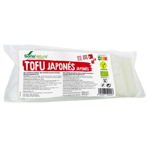 SORIA NATURAL Tofu japonés ecológico, con bajo contenido en grasas saturadas 300 g.