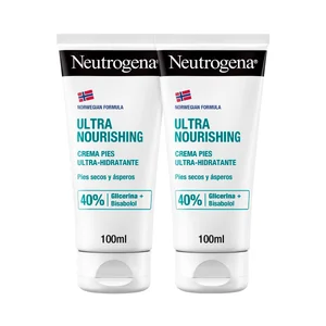 NEUTRÓGENA Crema de pies fórmula noruega, ultra hidratante para pies secos y ásperos 2 x 100 ml.