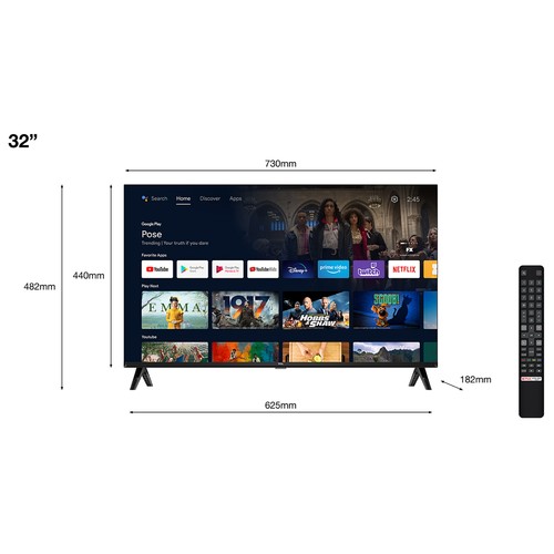 TV D-LED 81,2cm (32") TCL 32S5400A, HD Ready, Smart TV Android, TDT T2, WiFI, USB, 2xHDMI.