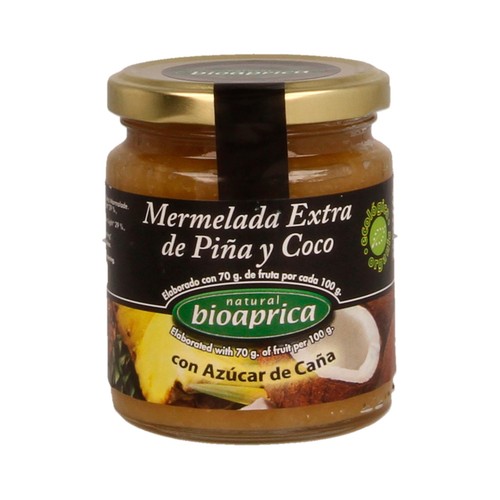 Mermelada extra de piña y coco ecológico BIOAPRICA 275 g.