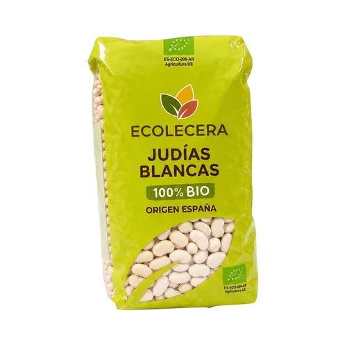 ECOLECERA Alubia (judia) blanca de Aragón, 100% ecológica 500 g.