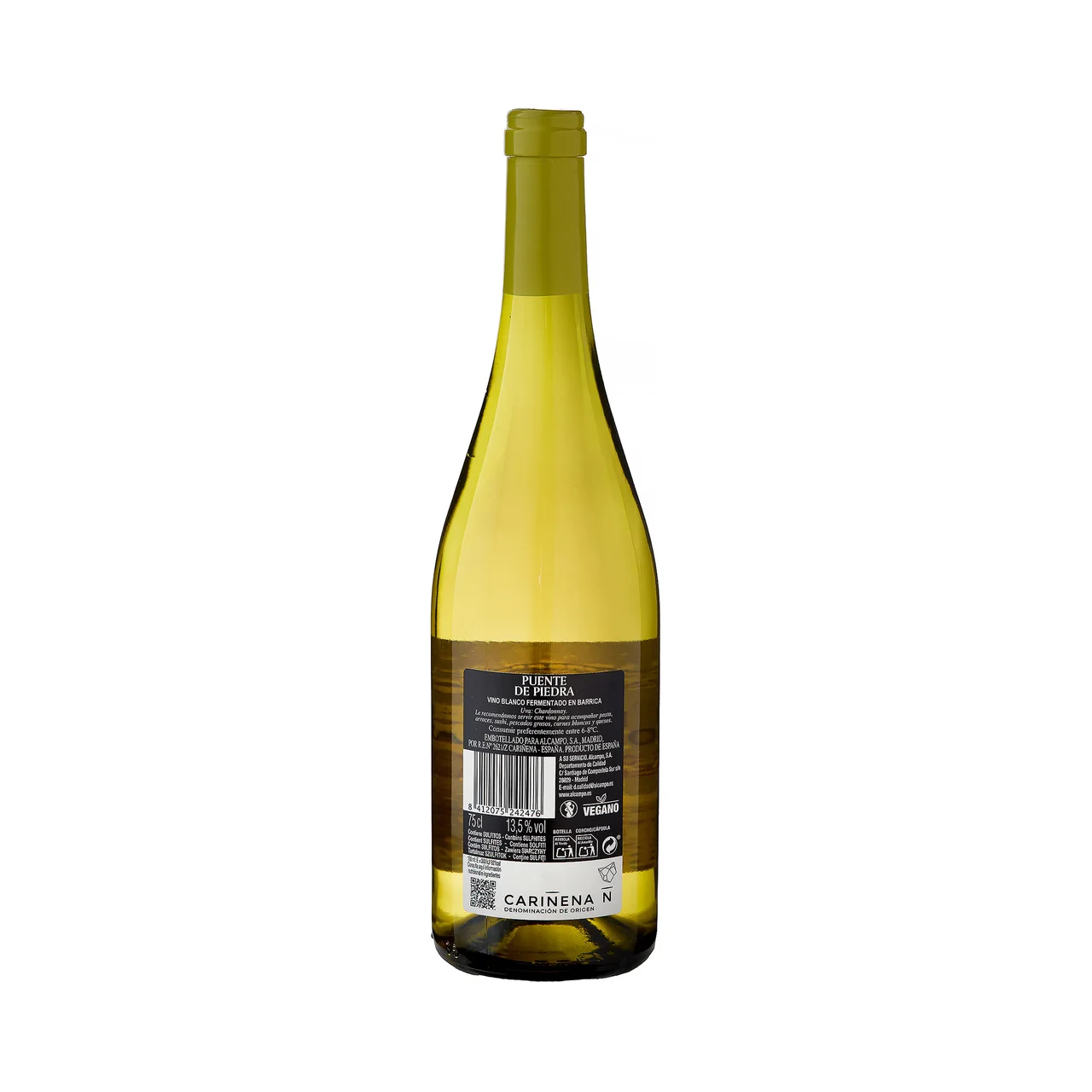 PUENTE DE PIEDRA Vino blanco fermentado en barrica con D.O.P. Cariñena botella 75 cl