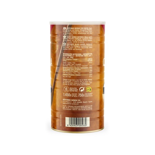 SARASA Aceituna negra cacereña SARASA 750 g.