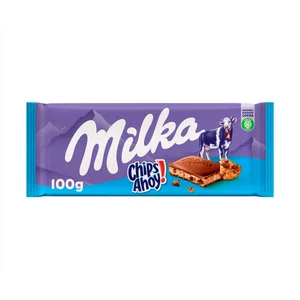 MILKA Chocolate con leche relleno de galletas chips ahoy 100 g.
