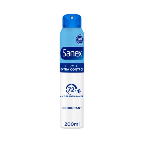 SANEX Dermo+ extra control Desodorante en spray unisex antitranspirante hasta 72 horas 200 ml.