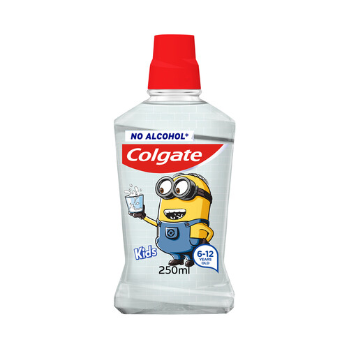COLGATE Enjuague bucal de uso diario, sin alcohol, para niños de 6 a 12 años COLGATE 250 ml.