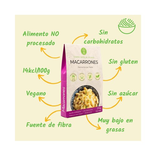 THE KONJAC SHOP Macarrones de konjac, que ayudan a adelgazar, listo para comer 270 g.