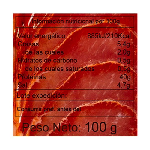 CUMBRE REAL Lomo embuchado cortado en lonchas 100 g.