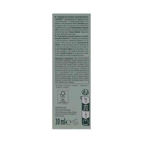 COSMIA Bio Sérum facial iluminador con extracto de naranja y vitamina C 30 ml.