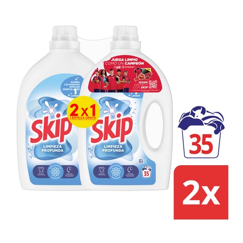 SKIP Detergente líquido limpieza profunda 35 + 35 ( 2 x 1 )