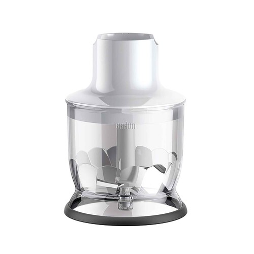 Batidora de mano con brazo de acero inoxidable BRAUN MQ7020, 1000W, velocidad variable, incluye vaso medidor y picadora.