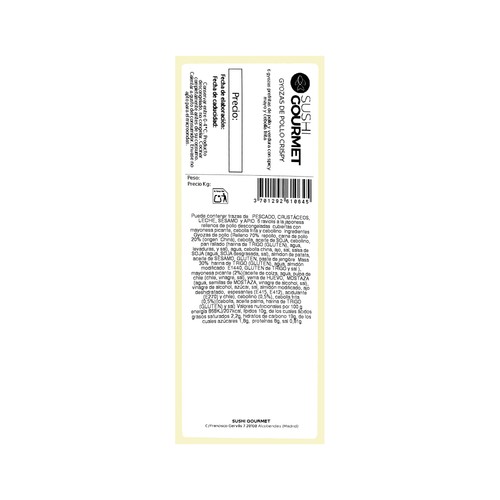 SUSHI GOURMET Gyozas de pollo crispy 6 uds. 120 g.
