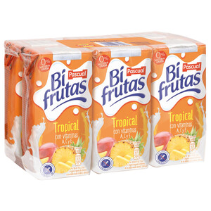 Imagen de BIFRUTAS Leche con zumo de frutas tropicales 6 uds. x 200 ml