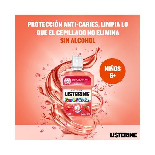 LISTERINE Kids Enjuague bucal para niños de + de 6 años, con sabor a frutos rojos 500 ml.