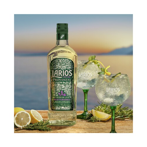 LARIOS Ginebra premiun mediterránea con aromas de hierbas provenzales LARIOS Provenzal botella de 70 cl.