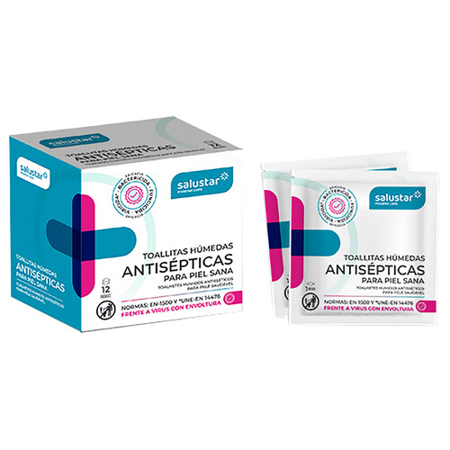 Toallitas bactericidas y fungicidas en sobres individuales SALUSTAR 12 uds,