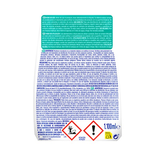 ASEVI Limpia hogar desinfectante concentrado para una limpieza y desinfección de todas las superficies y suelos del hogar 1100 ml.