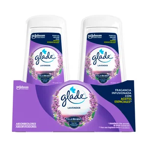 GLADE Lavender Ambientador absorbeolores con fragancia infusionada con aceites esenciales 2 x 150 g.