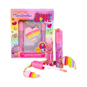MARTINELIA Super girl Brillos labiales con sabor a fresa y arándano + colgante.