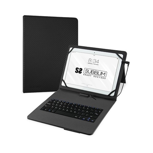 Funda para tablet 10,1" con teclado SUBBLIM Keytab Pro, conexión Micro Usb y Tipo C, función soporte, cierre magnético.