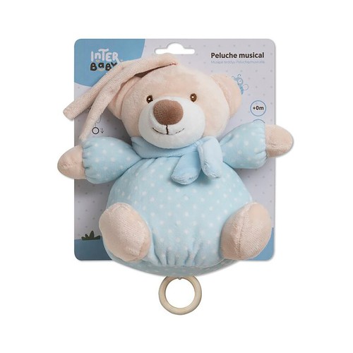 Peluche oso musical, color azul, INTERBABY.