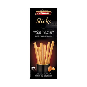 DELAVIUDA Sticks de turrón blanco con chocolate 115 g.