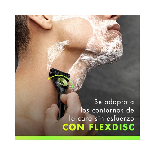 GILLETTE Labs neon ninght Maquinilla de afeitar con cabezal pivotante de 5 hojas + 2 recambios.