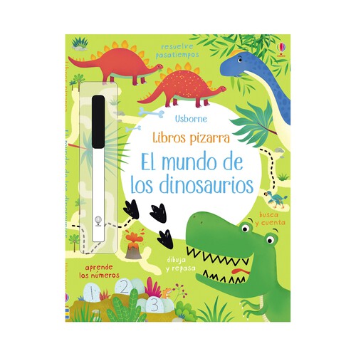 Libro pizarra, El mundo de los dinosaurios, VV.AA. Cuaderno de actividades. Editorial Usborne