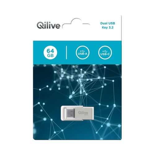 Memoria usb dual 64GB QILIVE, conexión 2.0.