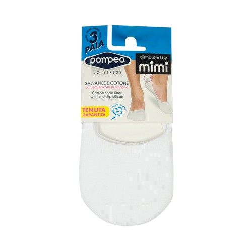 Pack de 3 pares de salvapies para hombre, POMPEA, color blanco, talla 43/46.