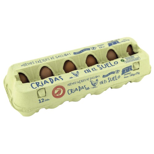 Alcampo AUCHAN Huevos de gallinas sueltas en el gallinero clase L y cat. A 12 uds. Producto Alcampo