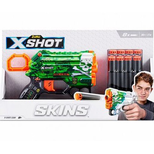 Pistola lanzador con 8 dardos Skin Menace ZURU. 