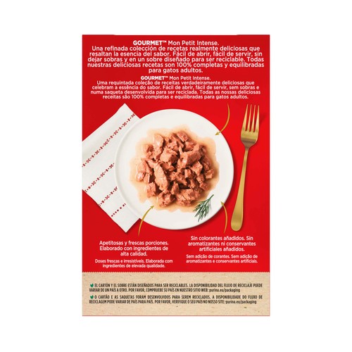 PURINA GOURMET Comida para gatos adultos a base de pato, pollo y pavo 6 uds. 50 g.